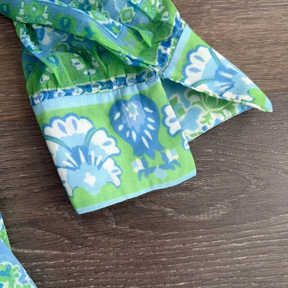 Gretchen Scott Borderline Dress Blue‎ Scarfy  Lined Medium Coquette Cottagecore - Picture 10 of 11